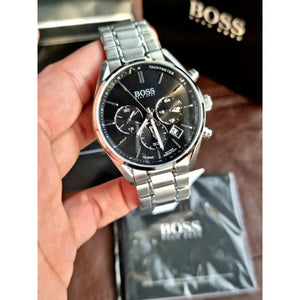 Hugo Boss 1513080 Driver Chronograph Black Dial Silver Steel Strap Watch For Men Hugo Boss