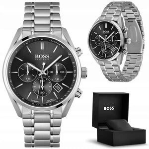 Hugo Boss 1513871 Champion Black Dial Silver Steel Strap Watch for Men Hugo Boss