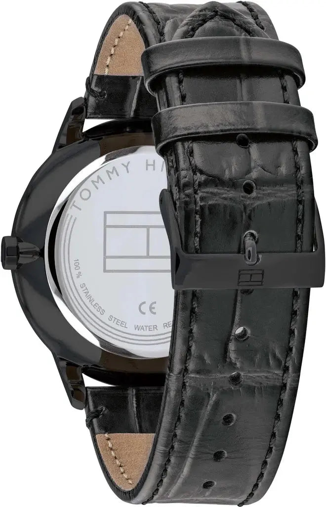 Tommy Hilfiger 1710388 Brad Chronograph Quartz Grey Dial Grey Leather Strap Watch For Men Tommy Hilfiger