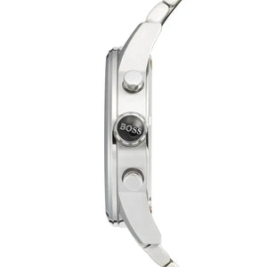 Hugo Boss 1513383 Jet Black Dial Silver Steel Strap Watch for Men Hugo Boss