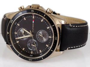 Tommy Hilfiger 1791836 Parker Chronograph Black Dial Brown Leather Strap Watch For Men Tommy Hilfiger