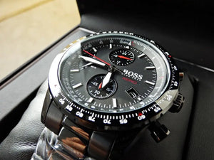 Hugo Boss 1513771 Aero Black Dial Black Steel Strap Watch for Men Hugo Boss