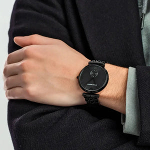 Emporio Armani AR11299 Gianni T Bar Analog Black Dial Black Steel Strap Watch For Men Emporio Armani