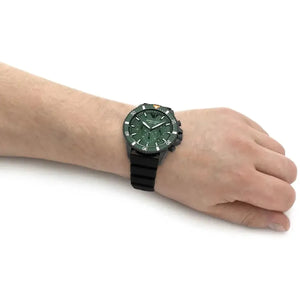 Emporio Armani AR11463 Diver Chronograph Quartz Green Dial Black Silicon Strap Watch For Men Emporio Armani