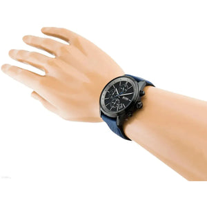 Hugo Boss 1513563 Grand Prix Chronograph Black Dial Blue Leather Strap Watch for Men Hugo Boss