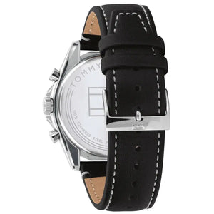 Tommy Hilfiger 1791838 Parker Chronograph Quartz Grey Dial Black Leather Strap Watch For Men Tommy Hilfiger