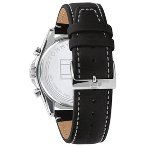 Tommy Hilfiger 1791838 Parker Chronograph Quartz Grey Dial Black Leather Strap Watch For Men Tommy Hilfiger