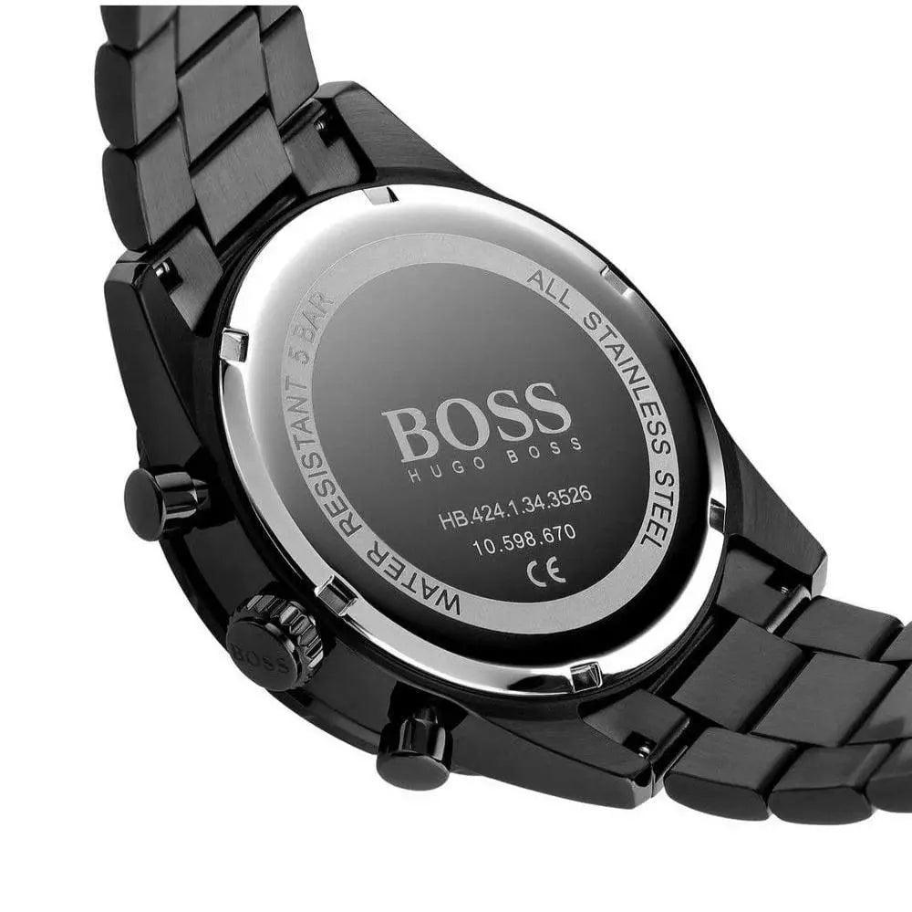 Hugo Boss 1513854 Pilot Edition Chronograph Black Dial Black Steel Strap Watch for Men Hugo Boss