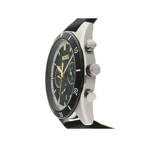 Hugo Boss 1513936 Santiago Green Dial Black Nylon Strap Watch for Men Hugo Boss