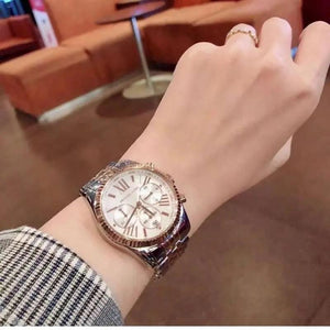 Michael Kors MK5735 Lexington Chronograph Silver Dial Two Tone Steel Strap Watch for Women Michael Kros