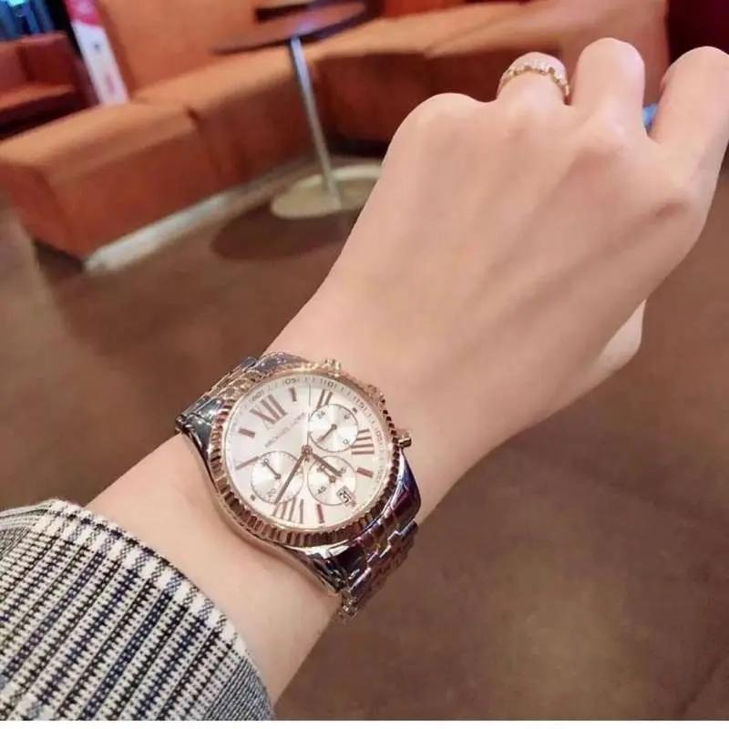 Michael Kors MK5735 Lexington Chronograph Silver Dial Two Tone Steel Strap Watch for Women Michael Kros