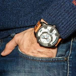 Diesel DZ7269 SBA Dual Time Chronograph White Dial Brown Leather Strap Watch For Men Diesel