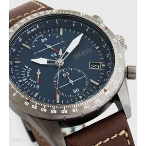 Hugo Boss 1513852 Pilot Edition Blue Dial Brown Leather Strap Watch for Men Hugo Boss