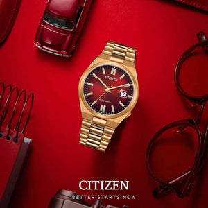 Citizen Tsuyosa Red Dial Gold - Tone Automatic Men's Watch NJ0153 - 82X - Watch Enclave