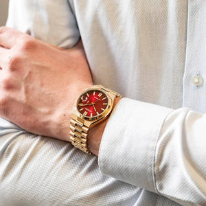 Citizen Tsuyosa Red Dial Gold - Tone Automatic Men's Watch NJ0153 - 82X - Watch Enclave