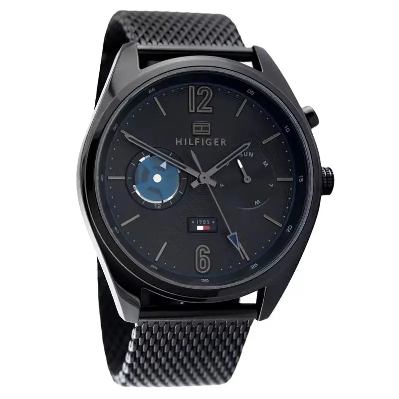 Tommy Hilfiger 1791547 Deacon Analog Black Dial Black Mesh Bracelet Watch for Men Tommy Hilfiger