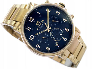 Tommy Hilfiger 1710384 Daniel Chronograph Blue Dial Gold Steel Strap Watch for Men Tommy Hilfiger