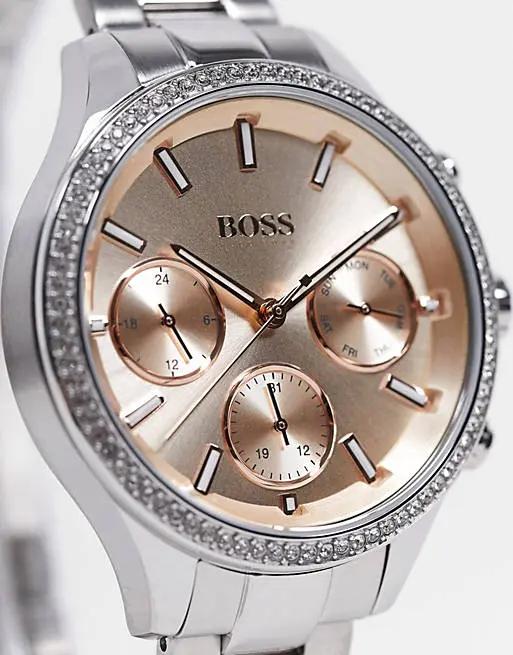 Hugo Boss 1502565 Hera Rose Pink Dial Silver Steel Strap Watch for Women Hugo Boss