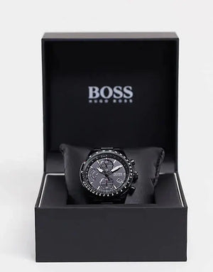 Hugo Boss 1513854 Pilot Edition Chronograph Black Dial Black Steel Strap Watch for Men Hugo Boss