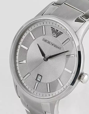 Emporio Armani AR2478 Classic Quartz Silver Dial Silver Steel Strap Watch For Men Emporio Armani