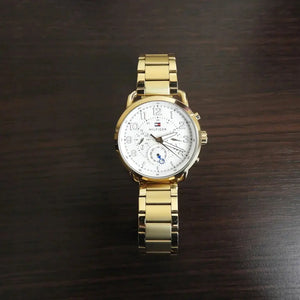 Tommy Hilfiger 1791455 Quartz White Dial Gold Steel Strap Watch for Men Tommy Hilfiger