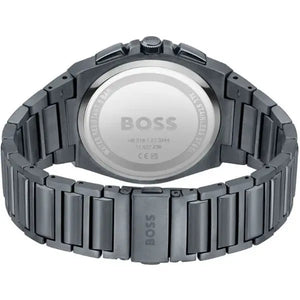 Hugo Boss 1513996 Steer Chronograph Quartz Grey Dial Grey Steel Strap Watch For Men Hugo Boss