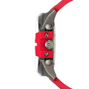 Diesel DZ4427 Mega Chief Chronograph Black Dial Red Silicone Strap Watch For Men Diesel