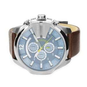 Diesel Mega DZ4281 Chief Chronograph Blue Dial Brown Leather Strap Watch For Men Diesel