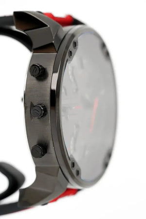 Diesel DZ7423 Mr Daddy 2.0 Chronograph Grey Dial Red Rubber Strap Watch For Men Diesel