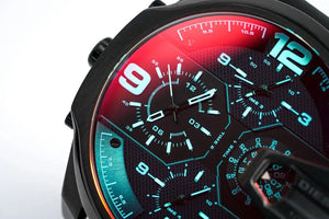 Diesel DZ7373 Uber Chief Chronograph Red Dial Black Steel Strap Watch For Men Diesel