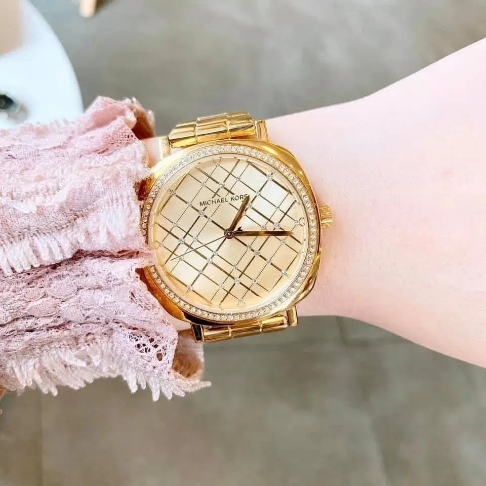 Michael Kors MK3989 Nia Quartz Gold Dial Gold Steel Strap Watch For Women Michael Kros