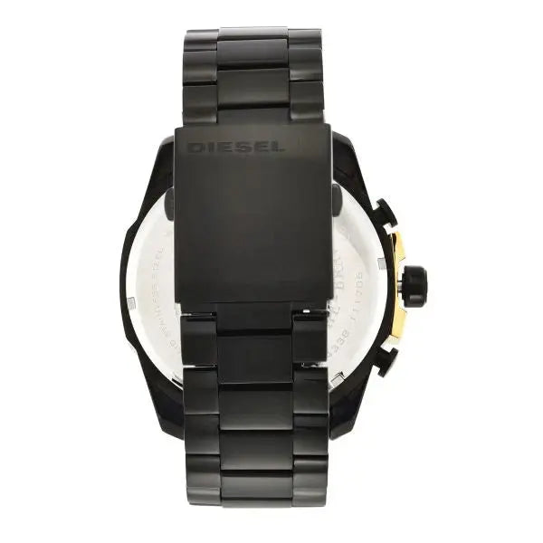 Diesel DZ4338 Mega Chief Chronograph Black Dial Black Steel Strap Watch For Men Diesel