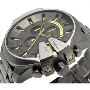 Diesel DZ4466 Mega Chief Chronograph Grey Dial Grey Steel Strap Watch For Men Diesel