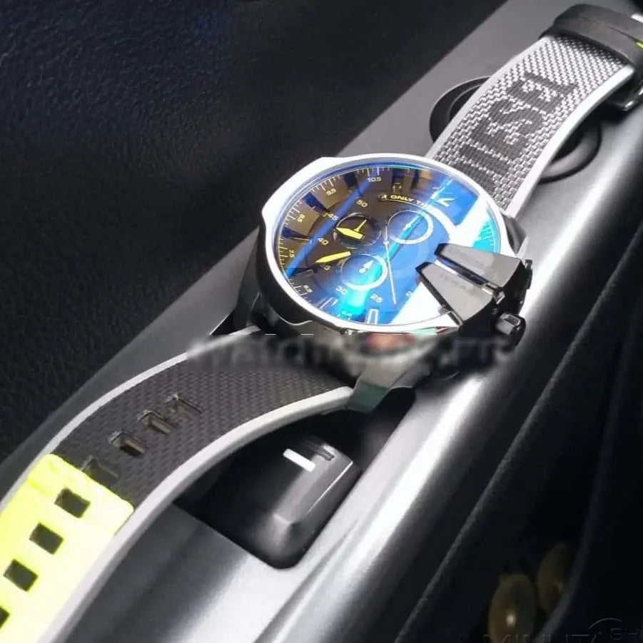 Diesel Mega DZ4523 Chief Chronograph Black Dial Grey Nylon Strap Watch For Men Diesel