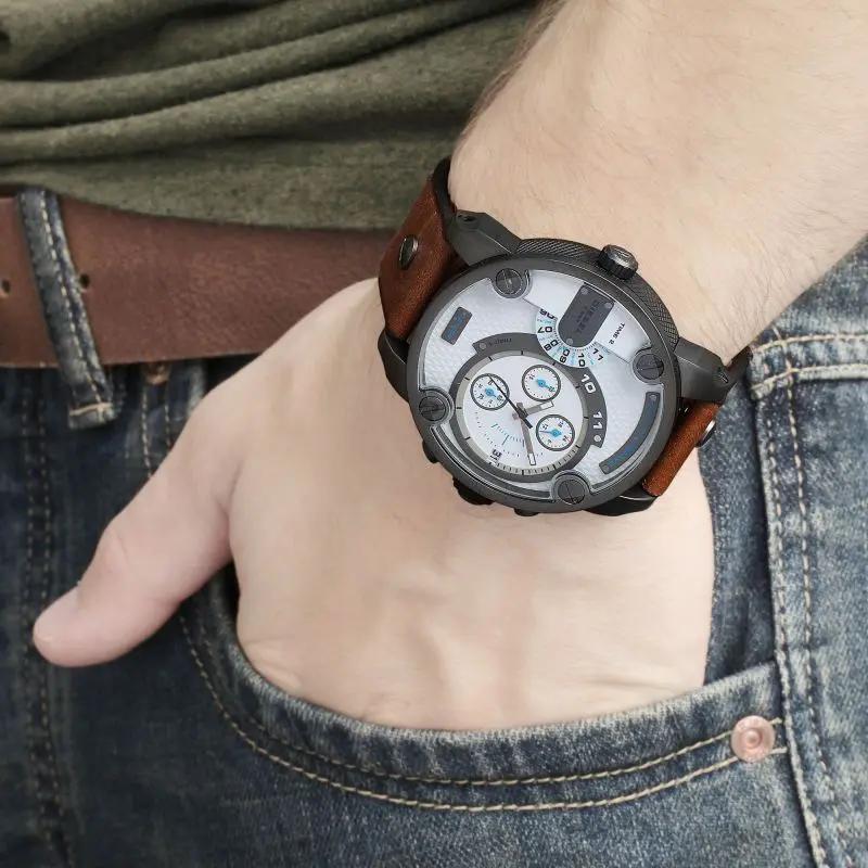 Diesel DZ7269 SBA Dual Time Chronograph White Dial Brown Leather Strap Watch For Men Diesel