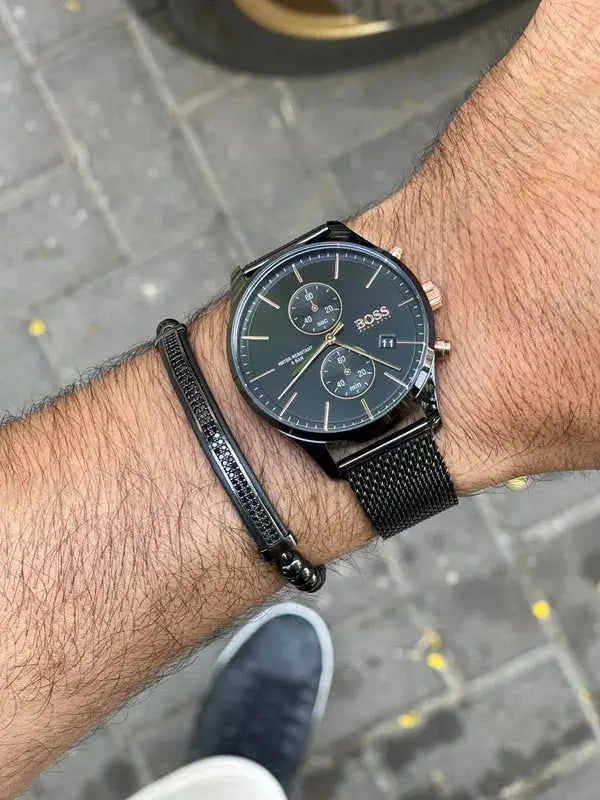 Hugo Boss 1513811 Associate Black Dial Black Mesh Bracelet Watch for Men Hugo Boss