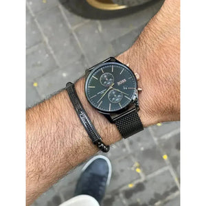 Hugo Boss 1513811 Associate Black Dial Black Mesh Bracelet Watch for Men Hugo Boss