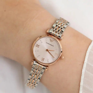 Emporio Armani AR11223 Pink Dial Two Tone Ladies Watch Emporio Armani