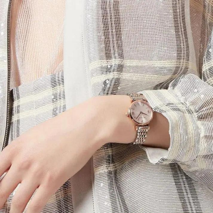 Emporio Armani AR11223 Pink Dial Two Tone Ladies Watch Emporio Armani