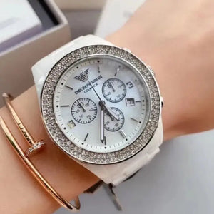 Emporio Armani AR1456 Ceramica Crystal White Ladies Watch Emporio Armani