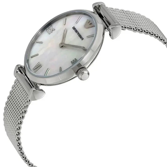 Emporio Armani AR1955 Mother Of Pearl Mesh Bracelet Ladies Watch Emporio Armani