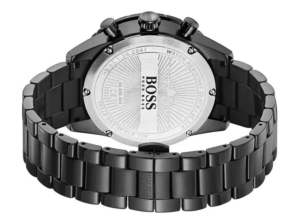 Hugo Boss 1513771 Aero Black Dial Black Steel Strap Watch for Men Hugo Boss