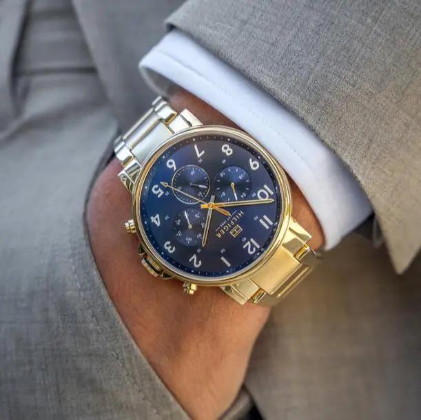 Tommy Hilfiger 1710384 Daniel Chronograph Blue Dial Gold Steel Strap Watch for Men Tommy Hilfiger