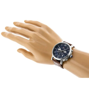 Tommy Hilfiger 1710393 Evan Chronograph Blue Dial Brown Leather Strap Watch for Men Tommy Hilfiger