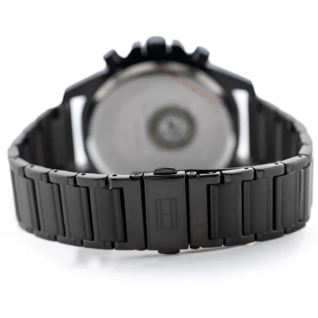 Tommy Hilfiger 1791935 Mason Chronograph Black Dial Black Steel Strap Watch For Men Tommy Hilfiger