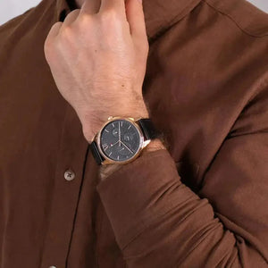 Tommy Hilfiger 1791419 Damon Quartz Black Dial Black Leather Strap Watch for Men Tommy Hilfiger