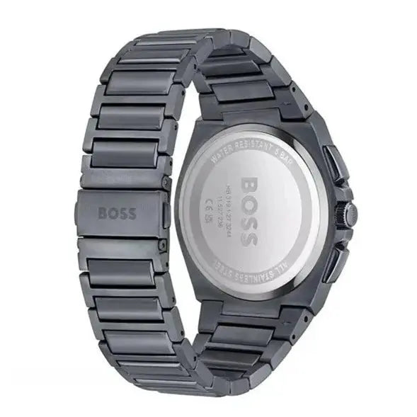 Hugo Boss 1513996 Steer Chronograph Quartz Grey Dial Grey Steel Strap Watch For Men Hugo Boss
