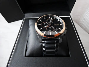 Hugo Boss 1513885 Grandmaster Black Dial Black Steel Strap Watch for Men Hugo Boss