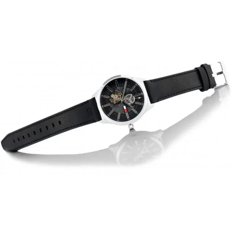 Tommy Hilfiger 1791641 Spencer Skeleton Black Dial Black Leather Strap Watch for Men Tommy Hilfiger