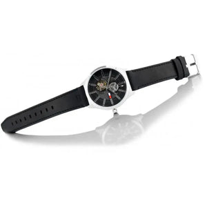 Tommy Hilfiger 1791641 Spencer Skeleton Black Dial Black Leather Strap Watch for Men Tommy Hilfiger